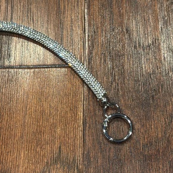 Silver Glitter Clutch Handbag Strap with Rhinestones - Picture 3 of 8